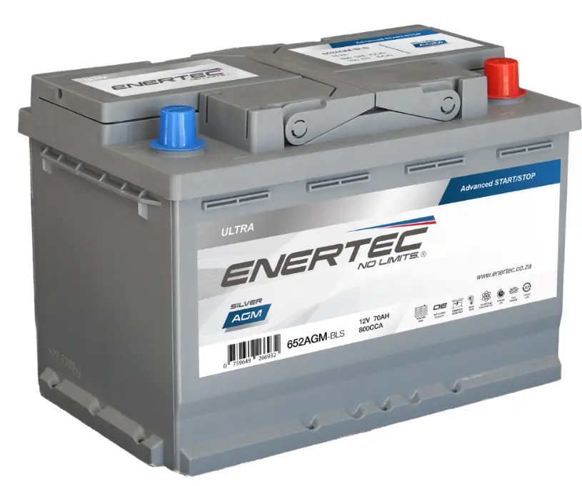 12V 70Ah Enertec Silver AGM Automotive Battery | 652AGM-BLS 12V70