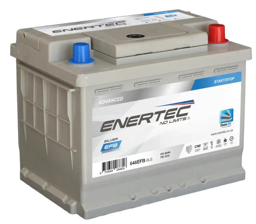 12V 60Ah Enertec Silver EFB Automotive Battery | 646EFB-BLS 12V60