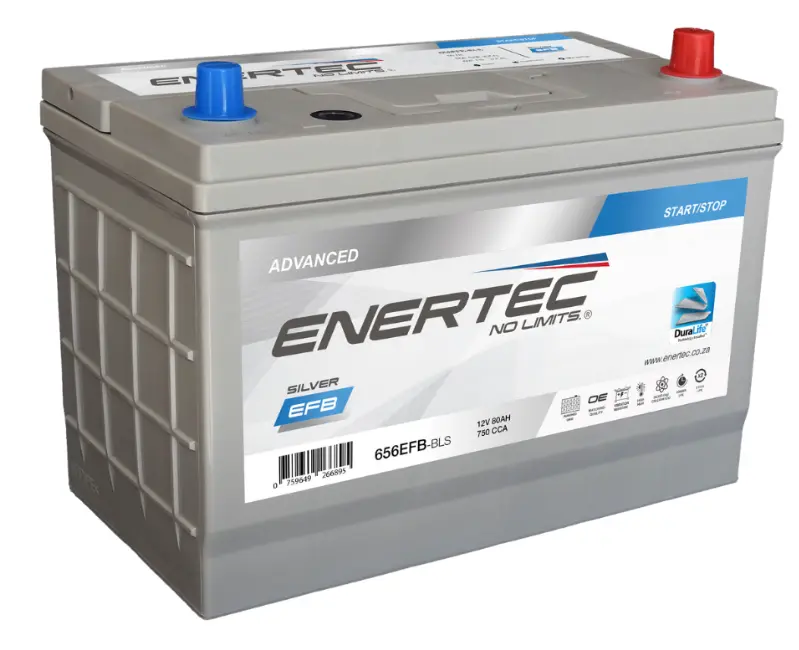 12V 80Ah Enertec Silver EFB Automotive Battery | 656EFB-BLS 12V80